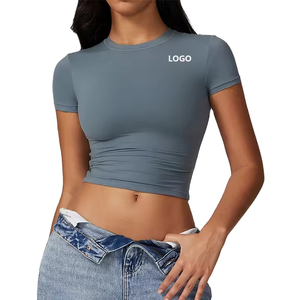 Camiseta Corta de Alta Calidad Personalizada para Mujer, Ecológica, Transpirable, de Secado Rápido, Ajustada, de Algodón, con Hombros Caídos, 220g, Estilo Urbano - Product Image 1