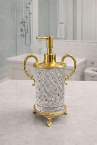 Dispensador de jabón líquido de vidrio de lujo con bomba metálica para baño, habitación de huéspedes, spa y ocasiones especiales, decoración de la India. - Product Image 4