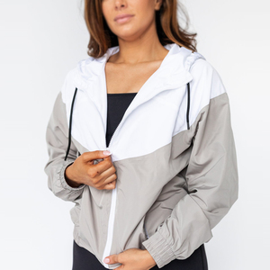 Women Windproof Racer Jacket Full Zip Hooded Contrast Color Block Long Sleeve Polyester Material Spring Wear - Product Image 5
