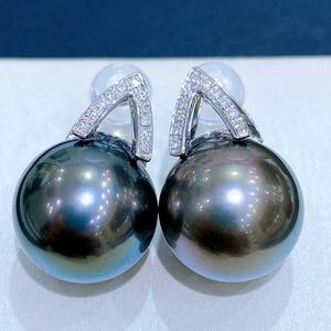 Pendientes de Plata de Ley 925 de Primera Calidad con Perlas Naturales de 12-13 mm, Forma Redonda, Luz Intensa, Ligeramente Aromáticas - Product Image 2