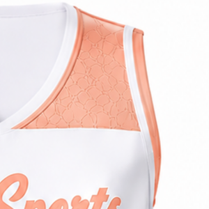 Maillot de cheerleading sans manches sublimé blanc pêche, tenue de sport athlétique pour équipe, entraînement et compétition - Product Image 3