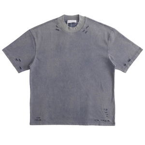T-shirts pour hommes en coton 100% écologique, imprimés en sérigraphie personnalisée, style hip-hop, grandes tailles, effet délavé et usé. - Product Image 3