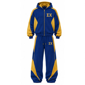 Sigma Chi Tracksuit Set Blue Gold Greek Letters 1855 Hooded Sweatshirt <b>Pants</b> Full Length Casual Outfit - Product Image 2
