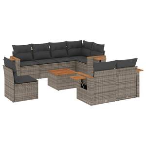 Juego de Sofás Modulares de Jardín en Poliratán Gris, Talla Única, para Todo Tipo de Jardines - Product Image 2