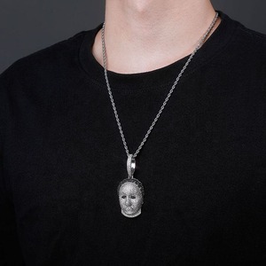 Colliers pendentifs tête de personnage Hip Hop, entièrement sertis de moissanite, couleur or, pour hommes et femmes, bijoux bling style rappeur rock - Product Image 4