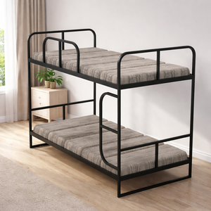 เตียงสองชั้นปรับระดับได้ โมเดิร์น แบล็คเมทัล โครงเหล็กแข็งแรง ทนทาน เป็นมิตรกับสิ่งแวดล้อม พร้อมราวกั้นนิรภัย บันได สำหรับหอพัก/ห้องนอน - Product Image 2