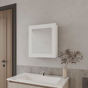 Mobile da Bagno Bianco con Armadietto Portamedicinali e Specchio Integrato - Product Image 1