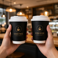 Vaso Desechable de Papel Kraft de Doble Pared para Café Caliente con Tapa, Impresión de Logotipo Personalizado Impermeable para Té para Llevar