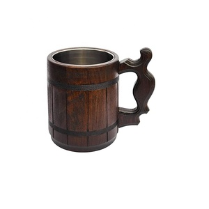 แก้วเบียร์ธรรมชาติ100% ทำจากไม้และเหล็กกล้า,แก้วเบียร์ทำจากไม้สไตน์แก้วเบียร์แก้วมัคทำจากไม้มะม่วงทำจากไม้และเหล็กกล้า - Product Image 5