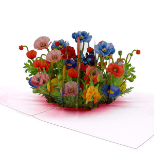 Tarjeta de Felicitación 3D con Flores Silvestres de Amapola, Estilo Romántico, Superventas en Vietnam, Diseño Personalizado, Artesanía, para el Día de San Valentín - Product Image 5