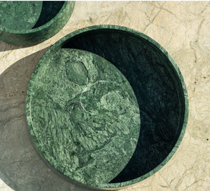 Bol de service multifonctionnel de haute qualité en marbre vert naturel moderne à motif abstrait pour table à manger Ramadan Diwali - Product Image 2