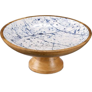 Bol à fruits de Style piédestal bols à vaisselle écologiques pour l'affichage de la pièce maîtresse de Table bols en émail de service en bois portables faciles à utiliser derniers - Product Image 1