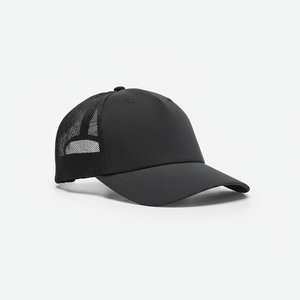 Black Mesh Trucker <b>Hat</b> Adjustable Unisex Adult Casual Summer Outdoor Training <b>Cap</b> Breathable Cotton <b>Flat</b> Brim Style - Product Image 1
