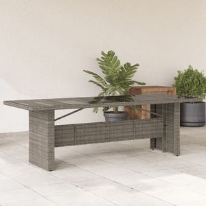 94.5 grigio "x 35.4" x 29.5 "tavolo da esterno in Poly Rattan con piano in vetro - Product Image 1