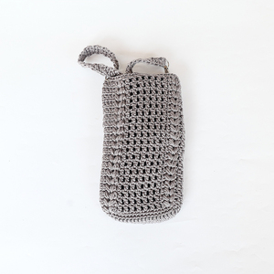 Sac de téléphone en nylon au crochet fait main, mini pochette bandoulière, petit portefeuille pour cartes, sangle à bouton, ensemble de sacs de mode artisanaux au design artistique pur - Product Image 4