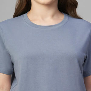 Camiseta de manga corta para mujer con logotipo personalizado, color sólido, venta al por mayor, ropa informal, camisetas transpirables de alta calidad que absorben la humedad - Product Image 6