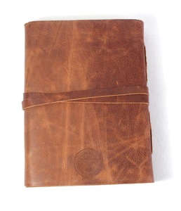 Handmade Antique-Looking Light Brown Recycled Cotton Paper <b>Journal</b> Hand Bound With Oil Crunch Buffalo Leather For <b>Writing</b> - Product Image 5