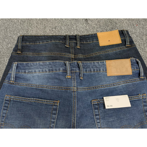 Jean vintage pour homme, coupe droite, taille mi-haute, ajustement régulier, taille élastique, fermeture boutonnée, délavage clair/foncé, pantalon en denim décontracté - Product Image 6