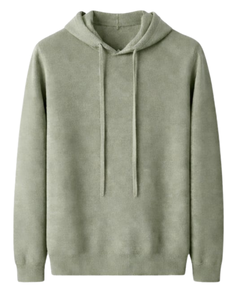 Sudadera con Capucha Personalizada para Hombre, Color Verde Salvia, de Algodón y Felpa, Manga Larga, Estilo Casual Urbano con Capucha con Cordón Ajustable - Product Image 1