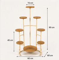 Support à plantes en bois moderne avec étagères circulaires pour plantes vertes d'intérieur, design minimaliste, décoration intérieure