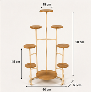 Support à plantes en bois moderne avec étagères circulaires pour plantes vertes d'intérieur, design minimaliste, décoration intérieure - Product Image 3