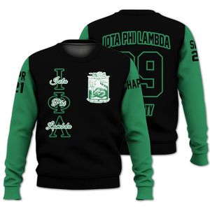 Sudadera Universitaria Personalizada Iota Phi Lambda, Negra y Verde Esmeralda, con el Escudo de la Hermandad Griega, Desde 1929, para Mujer - Product Image 3