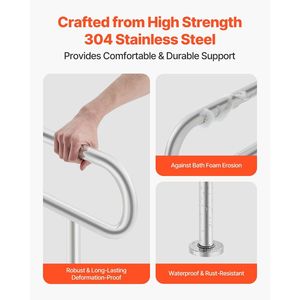 31.5 Inch U-Shaped 304 Stainless Steel Toilet Safety Rail Handicap <b>Grab</b> <b>Bar</b> Anti-Slip Handle 300 Lbs Load Capacity Secure Senior - Product Image 3