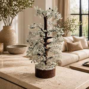 En gros NOUVEAU Arbre en agate étoilée et pierre de lune arc-en-ciel naturelle, 1000 copeaux, Arbre de Vie fait main, Décoration d'intérieur Feng Shui, Gujarat - Product Image 5