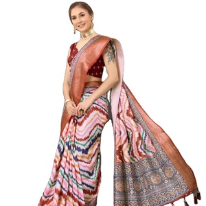 Calidad superior Block Buster Digital Printed 100% Pure Soft Silk Saree con una pieza de blusa de punto Precio bajo para boda - Product Image 1