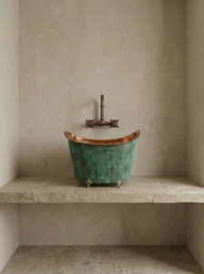 Fregadero de cobre con diseño de cuenco profundo, lavabo de cobre de cuenco ancho, fregadero de cobre de tamaño compacto, lavabo de cobre que ahorra espacio, fregadero de cobre grande - Product Image 2