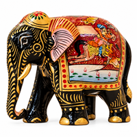 Figurine d'éléphant colorée en bois artisanal |   Statue d'animal décorative traditionnelle indienne, faite à la main, pour la décoration de table, Diwali, décoration de la maison