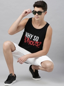 Camiseta sin mangas negra para hombre con estampado Why So Serious y cuello redondo informal - Product Image 4