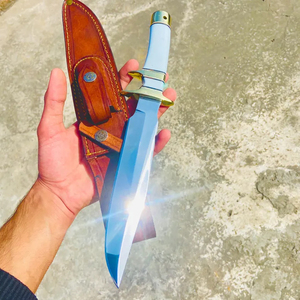Couteau Bowie artisanal sur mesure avec étui, lame en acier haute teneur en carbone, garde en laiton, cadeau personnalisé - Product Image 3