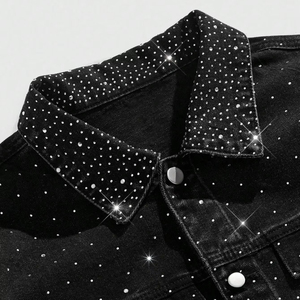 Chaqueta de Lona para Hombre, Nueva Colección de Invierno, Manga Larga, Delgada, Transpirable, Estilo Urbano, con Pedrería Frontal - Product Image 3