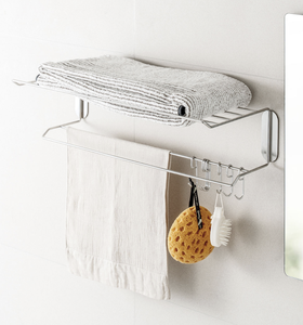 Toallero Metálico de Pared con Ganchos, Resistente al Óxido, Minimalista, Soporte de Almacenamiento para Baño, de Una Sola Capa - Product Image 4