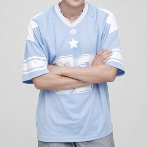 Maillot de football américain respirant en maille à faible MOQ pour hommes, col en V oversize, streetwear, impression de numéro personnalisée, fabrication en gros OEM ODM - Product Image 4