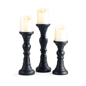 Porte-bougie en bois naturel pour centres de table artistiques, consoles, étagères, espaces de vie, fêtes et événements - Product Image 2