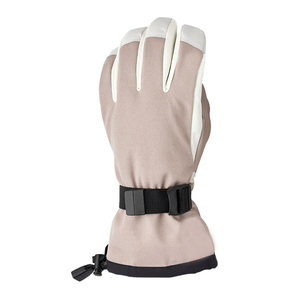 Gants de ski à doigts entiers, beiges, en polyester, isolés thermiquement, fermeture auto-agrippante, unisexes, pour activités hivernales en plein air - Product Image 1