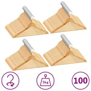 Paquete de 100 Perchas de Madera de Color Marrón Claro, con Gancho de Metal, Organizador de Ropa para Armario, Duraderas, Estilo Básico - Product Image 1