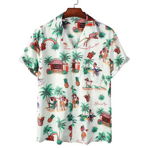 <b>Men's</b> Quick Dry Beach Wear <b>Shirt</b> with Button Short Sleeves Custom Logo Design <b>Satin</b> Polyester Breathable Sublimation Print - Product Image 3