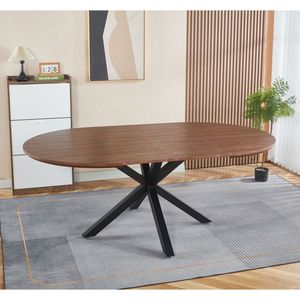 Tavolo da Pranzo Allungabile 120/160/200x120x75cm con Piano in MDF e Gambe in Metallo per Ufficio o Caffetteria - Product Image 2