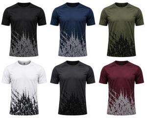 เสื้อยืดคอกลมแขนสั้นผู้ชายสไตล์สปอร์ต สีดำเทา พิมพ์ลายแบบซับลิเมชั่น แห้งเร็ว ทรงเข้ารูป ผ้าถักเนื้อนุ่ม โพลีเอสเตอร์ 100% น้ำหนัก 180 กรัม - Product Image 6
