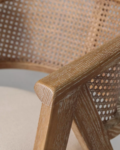 Modern Design Upholstered Teak <b>Wood</b> <b>Arm</b> <b>Dining</b> <b>Chair</b> <b>with</b> Natural Rattan Height for Home <b>Dining</b> Rooms - Product Image 5