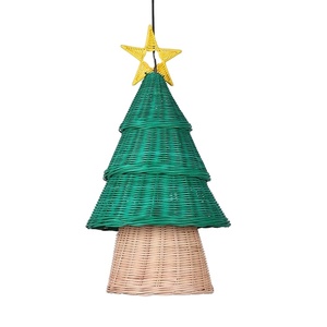 Lampe de Noël en rotin avec étoile LED, éclairage de fêtes écologique, lumières décoratives pour la maison, l'hôtel, fournisseur en gros - Product Image 1