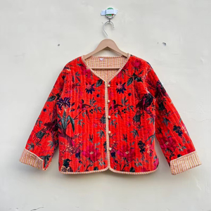Handmade 100% Cotton <b>Velvet</b> Suzani Kimono Jacket | Autumn/Winter Breathable Eco-Friendly Quick Dry Quilted O-Neck Boho Design - Product Image 1