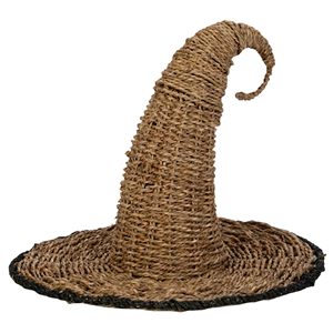 Sombrero de bruja de hierba marina natural, sombrero de hierba marina ecológico para decoración de Halloween, sombrero tejido natural de Vietnam para decoración del hogar - Product Image 1