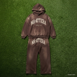 ชุดวอร์มผู้หญิง Ma-Attiera ผ้าฟลีซแบบมีฮู้ด เสื้อสเวตเชิ้ตทรงโอเวอร์ไซส์ กางเกงจ็อกเกอร์ พิมพ์ลายตัวอักษร ชุด 2 ชิ้น แบบขายาว - Product Image 6