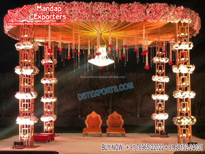 Modern Style <b>Decorative</b> Metal Mandap <b>Decor</b> Beautiful Metal Mandap With Floral <b>Decor</b> Trending Wedding <b>Decor</b> Round Metal Mandap UK - Product Image 5