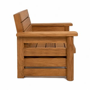 Fauteuil de jardin contemporain en teck massif, durable et confortable, avec dossier à larges lattes, idéal pour les villas, les balcons, les patios et les écoles. - Product Image 2
