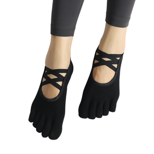 Chaussettes de yoga antidérapantes à double sangle croisée pour femmes, chaussettes à cinq doigts, chaussettes d'été spéciales pour le sport et la danse en intérieur - Product Image 6